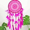 Pink Dream Catcher With Green Leaves Diamond Painting