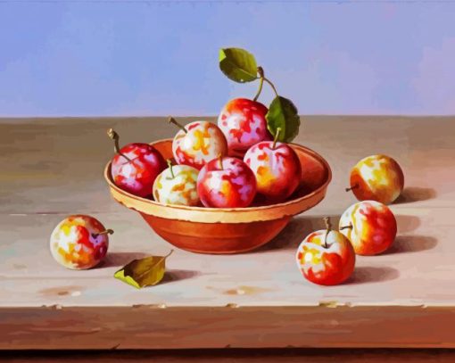 Plums In Terracotta Bowl Diamond Painting