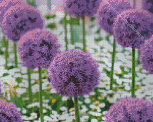 Purple Flowering Garden Diamond Painting