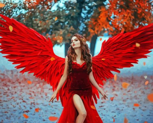 Red Angel Girl Diamond Painting