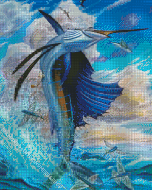 Sailfish And Flying Fish Diamond Painting