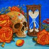 Sand Clock With Skulls And Roses Diamond Painting