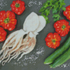 Sea Squid And Vegetables Diamond Painting