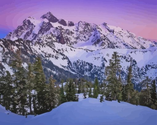 Snow In Cascade Range Diamond Painting