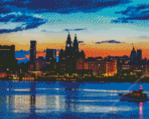 Sunset At Liverpool England Diamond Painting