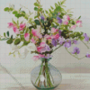 Sweetpea Bouquet Vase Diamond Painting