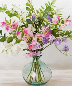 Sweetpea Bouquet Vase Diamond Painting