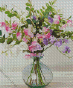 Sweetpea Bouquet Vase Diamond Painting