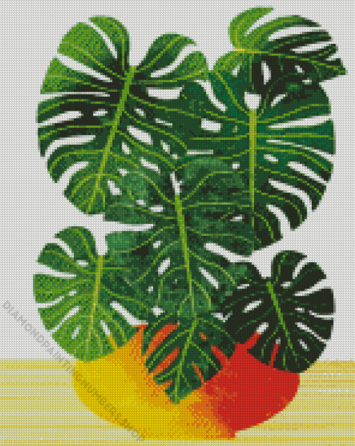 Swiss Cheese Plant In Plant Pot Diamond Painting