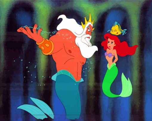 The Little Mermaid With Her Father Diamond Painting