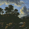 Waterfall At Sunset By Ruisdael Diamond Painting