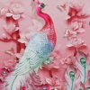 Adorable Pink Peacock Diamond Painting