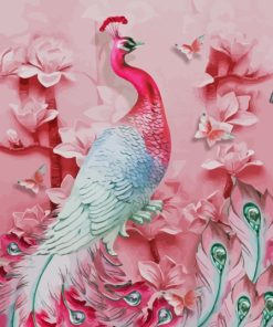 Adorable Pink Peacock Diamond Painting