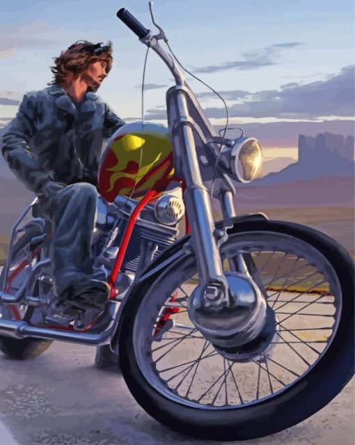 Aesthetic Boy With Bike Diamond Painting