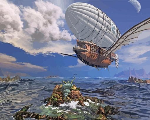 Aesthetic Steampunk Airship Diamond Painting