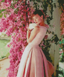 Audrey Hepburn Pink Dress Diamond Painting