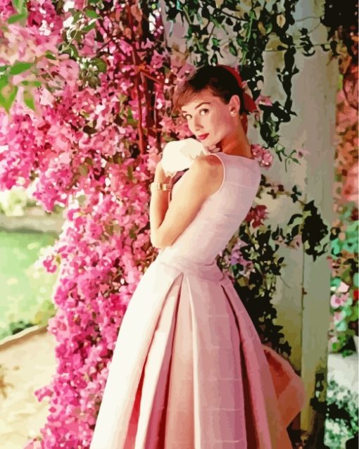 Audrey Hepburn Pink Dress Diamond Painting