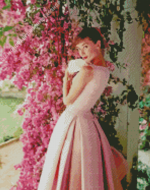 Audrey Hepburn Pink Dress Diamond Painting