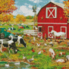 Autumn Farm With Animals Diamond Painting