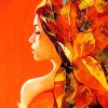 Autumn Girl Leaves Diamond Painting