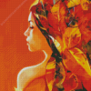 Autumn Girl Leaves Diamond Painting