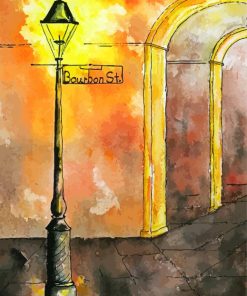 Bourbon Street Lamp Post With Arches Diamond Painting