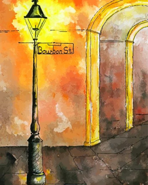 Bourbon Street Lamp Post With Arches Diamond Painting