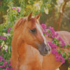 Brown Horse With Flowers Diamond Painting