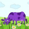 Cartoon Purple Cow Diamond Painting