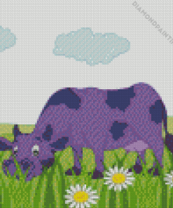 Cartoon Purple Cow Diamond Painting