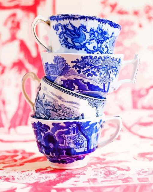 Chinese Stacked Tea Cups Diamond Painting