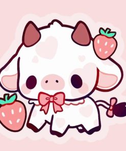 Cute Baby Strawberry Cow Diamond Painting