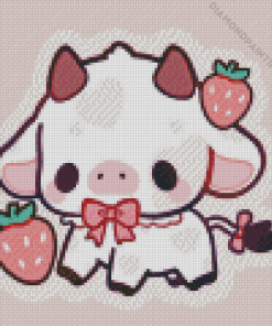 Cute Baby Strawberry Cow Diamond Painting