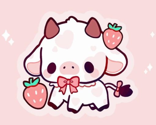 Cute Baby Strawberry Cow Diamond Painting