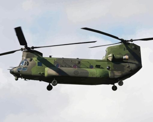 Flying Chinook Helicopter Diamond Painting