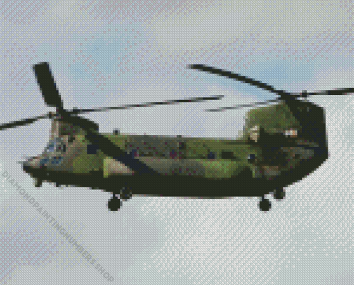 Flying Chinook Helicopter Diamond Painting