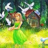 Girl In Green Dress Diamond Painting