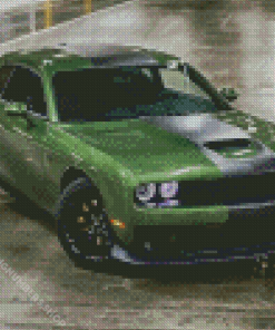 Green Dodge Challenger Scat Diamond Painting