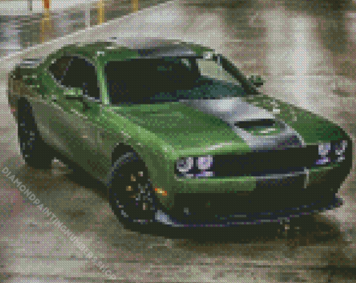 Green Dodge Challenger Scat Diamond Painting