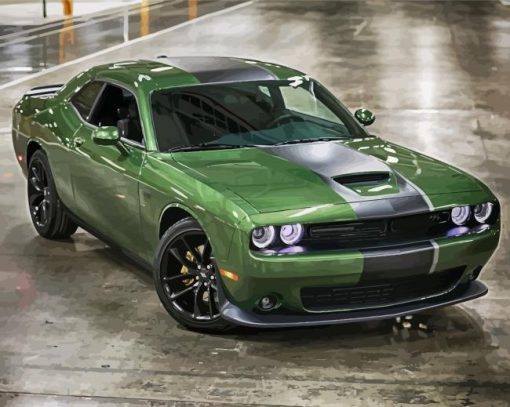 Green Dodge Challenger Scat Diamond Painting