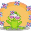 Kawaii Frog With Flowers Diamond Painting