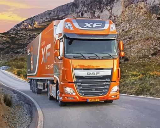 Orange Trucks Daf Diamond Painting