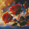 Red Roses In The Snow Diamond Painting