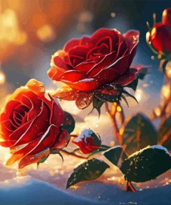 Red Roses In The Snow Diamond Painting