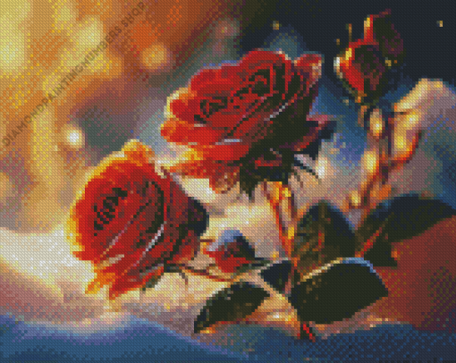 Red Roses In The Snow Diamond Painting