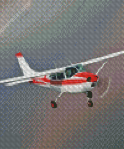 Red White Cessna Aircraft Diamond Painting