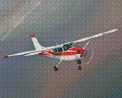 Red White Cessna Aircraft Diamond Painting