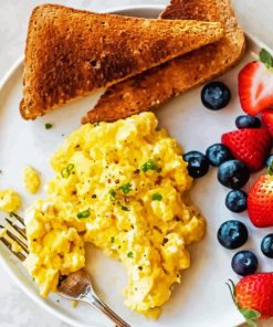 Scrambled Egg With Fruits And Toast Diamond Painting