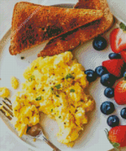 Scrambled Egg With Fruits And Toast Diamond Painting