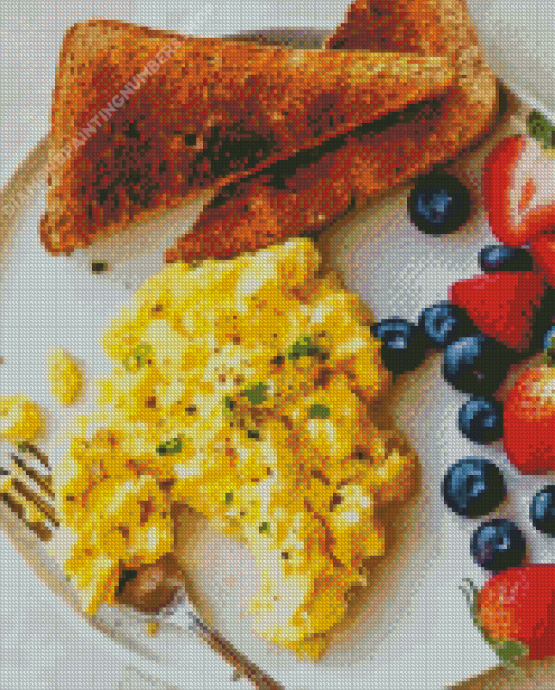 Scrambled Egg With Fruits And Toast Diamond Painting